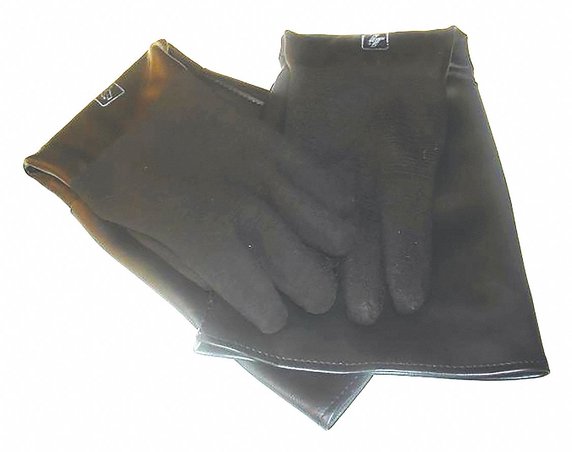 Blasting Glove Set: Left/Right Hand, 6 in Dia x 24 in L, Rubber, 1 PR