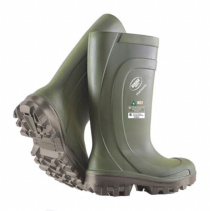 MEN'S BOOTS, SZ 9, PUR/COMPOSITE TOE, GRN, CSA, WATERPROOF, 18KV, 15 IN HEIGHT, -58 ° F