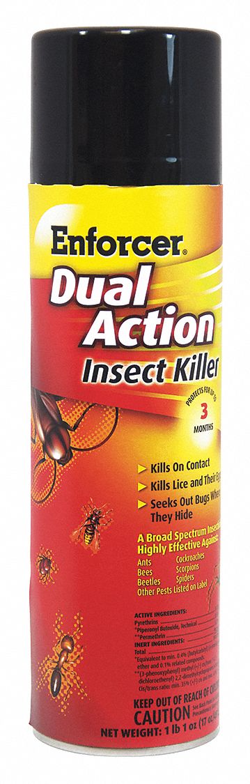 Insect Killer: Aerosol, Permethrin/Piperonyl Butoxide/Pyrethrin, DEET-Free, 17 oz, 12 PK