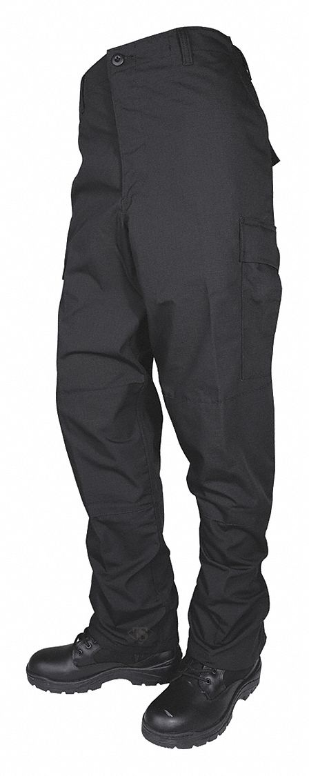 Military Pants: Size 44 in, Black, Fits 44 in to 46 in Waist, 32 in Inseam, BDU