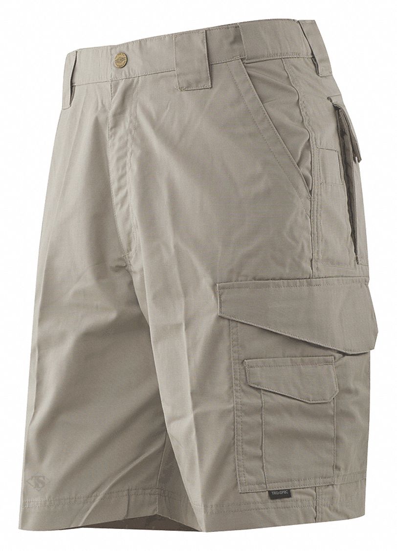 Tactical Shorts: Khaki, 29 in to 31 in Waist, 9 in Inseam, 10 Pockets