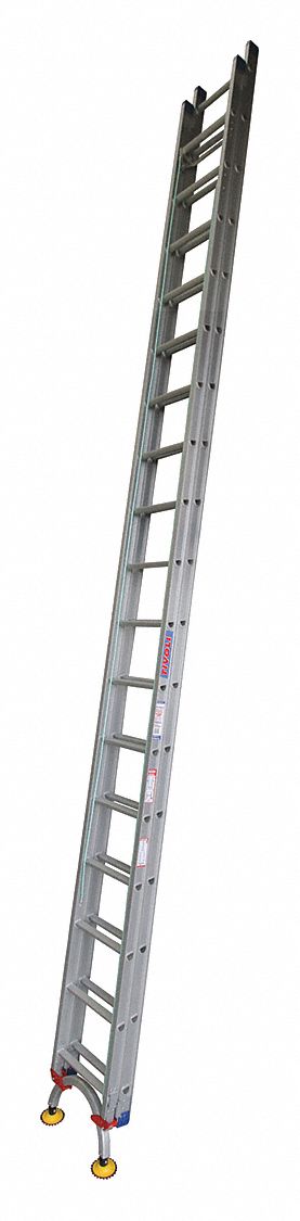 Extension Ladder: 36 ft Industry Ladder Size, 32 ft Extended Ladder Ht, D-Rung, 70 lb Net Wt