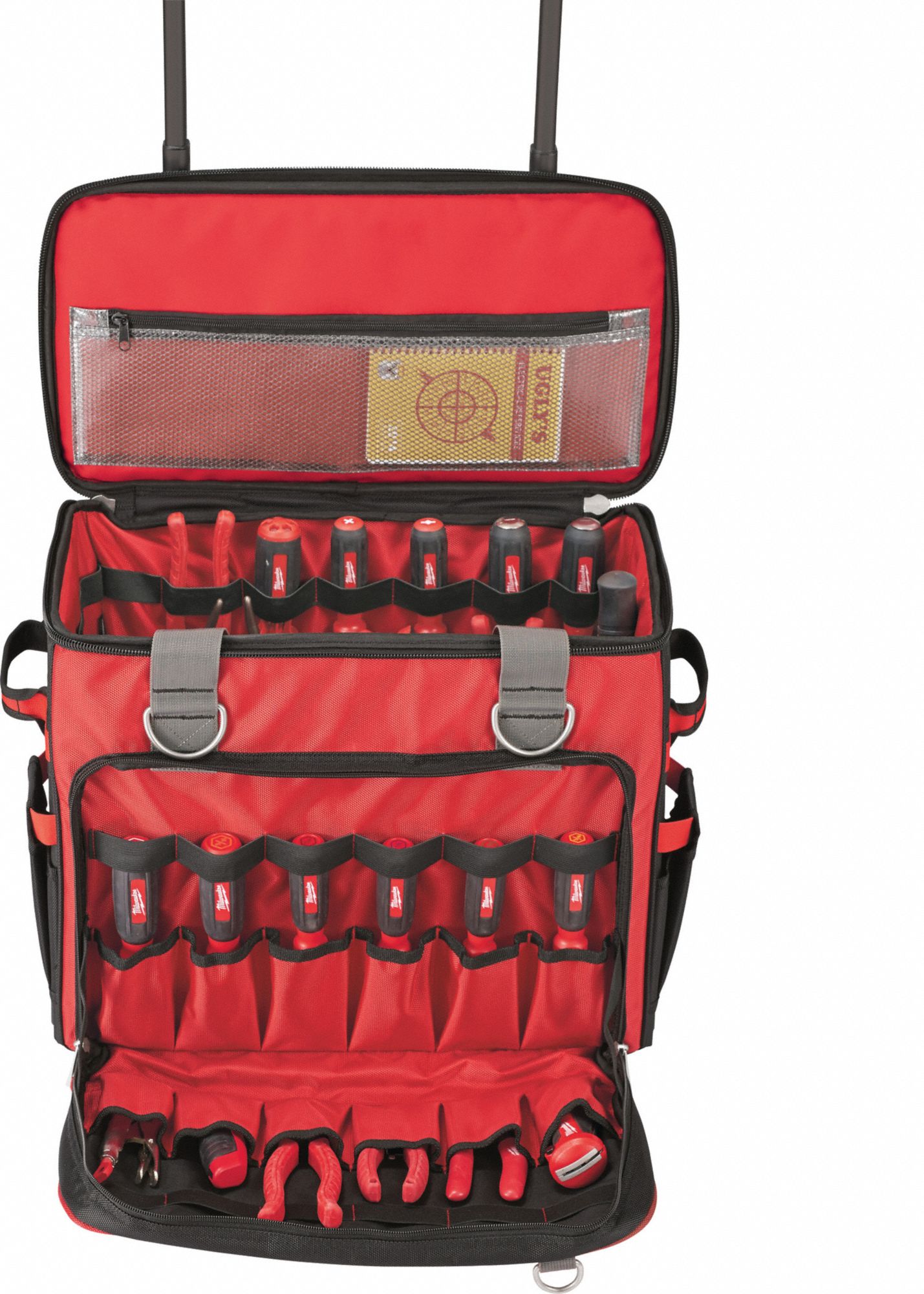 MILWAUKEE 1680 Denier Ballistic Polyester, Rolling Tool Bag, Number of Pockets 66, 19 in Overall