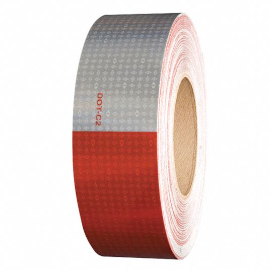 ORALITE Reflective Tape, Red, White Reflective Color, 2 in Width, 25 ft ...