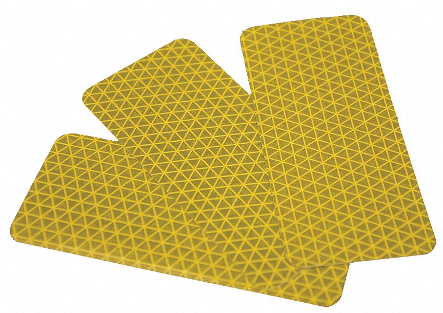 Reflective Tape: Agriculture Vehicles, Yellow, 2 in Wd, 4 1/2 in Lg, Acrylic