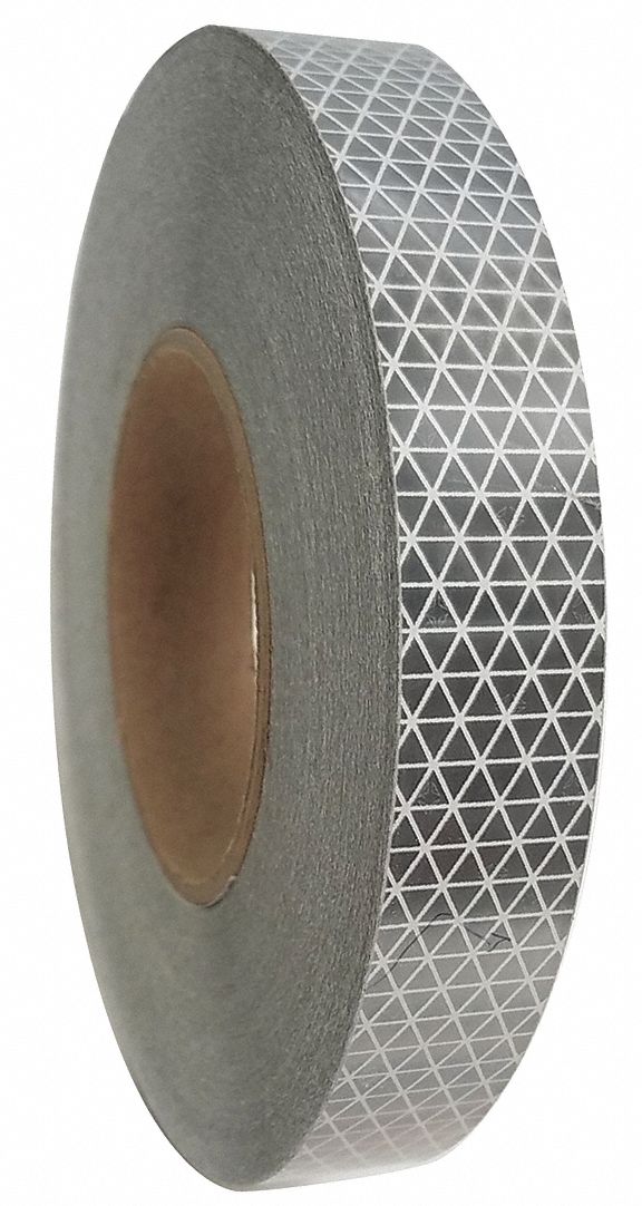 Reflective Tape: White, 1 in Wd, 50 yd Lg, Acrylic