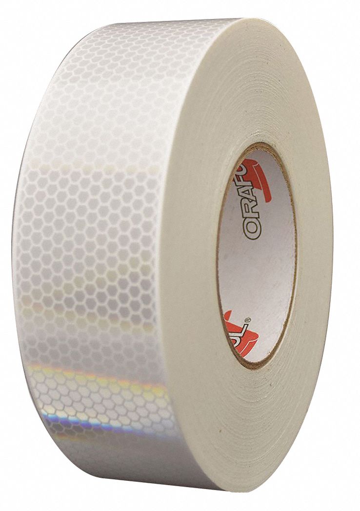 Reflective Tape: Construction/Emergency Vehicles/Trucks and Trailers, White, 2 in Wd, 50 yd Lg