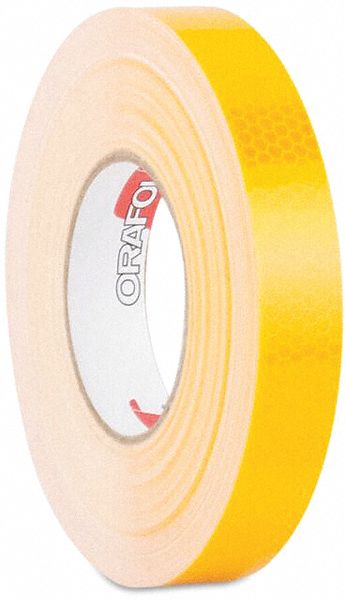 Reflective Tape: School Buses, Yellow, 1 in Wd, 50 yd Lg, Acrylic
