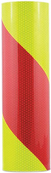 Reflective Tape: Construction/Emergency Vehicles/Utility, Fluorescent Lime/Red, 15 in Wd, 50 yd Lg