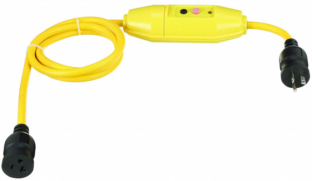 LINE CORD GFCI, 6 FT CORD, 20 A MAX, 125V AC, NEMA 5-20P, NEMA 5-20R, YELLOW