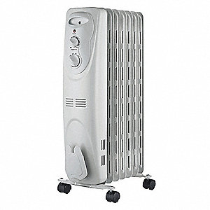 Electric Oil Filled Heater, Radiant, Gray