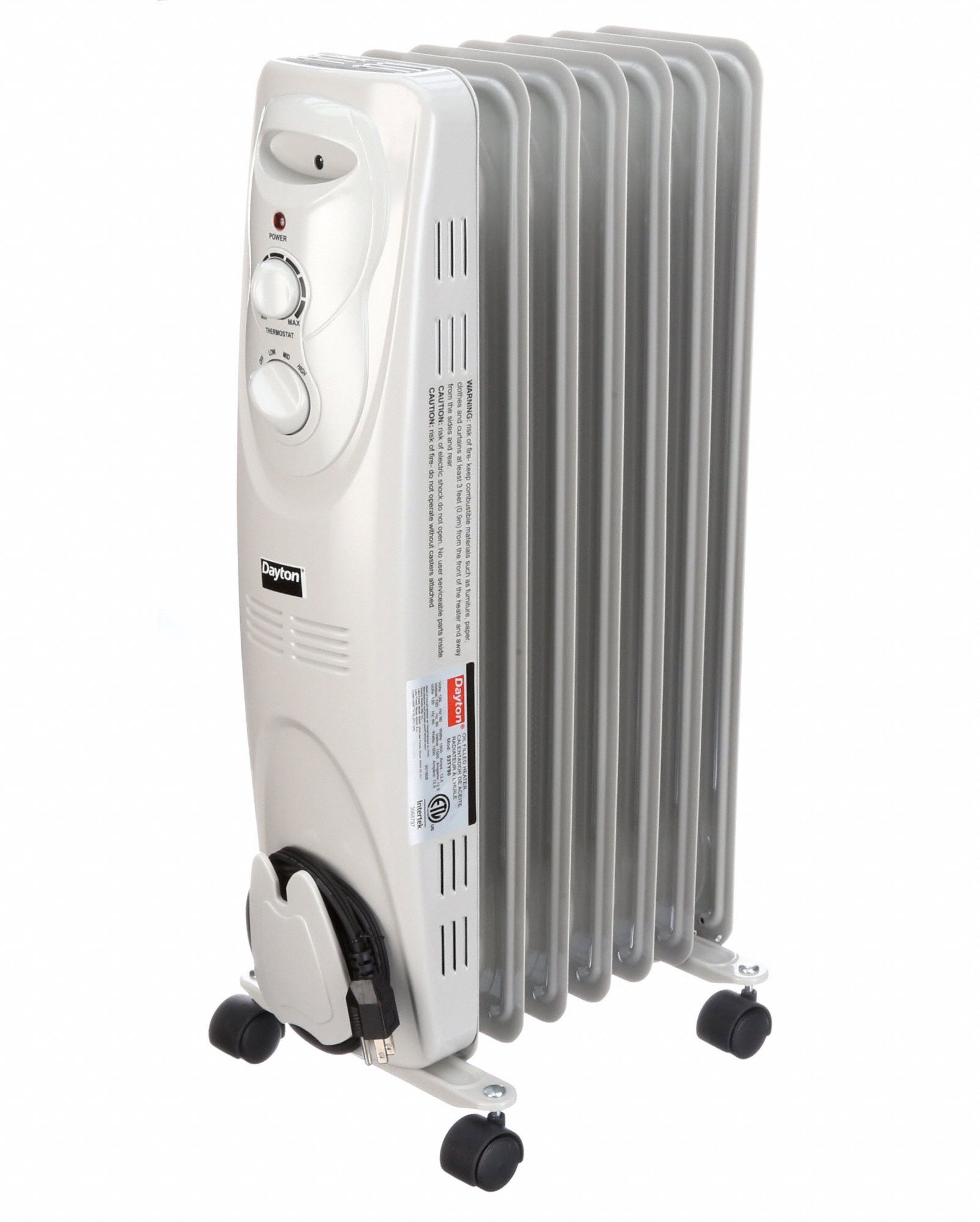 DAYTON, 1500W, Mechanical Controls/Overheat Protection/Tip-Over