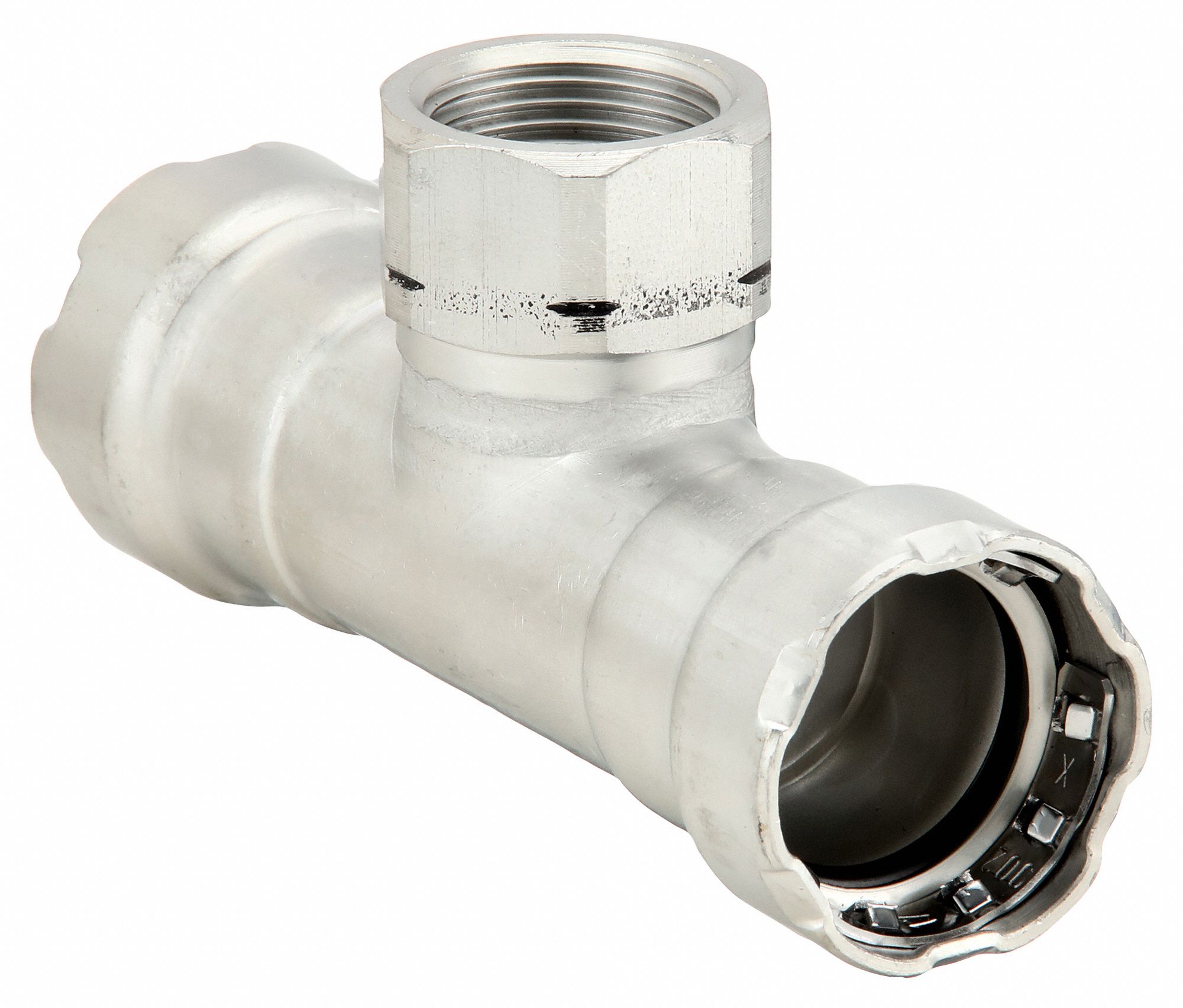 Crimp Tee Fitting: 3/4 in Pipe x 3/4 in Pipe x 3/4 in Pipe Size, FKM