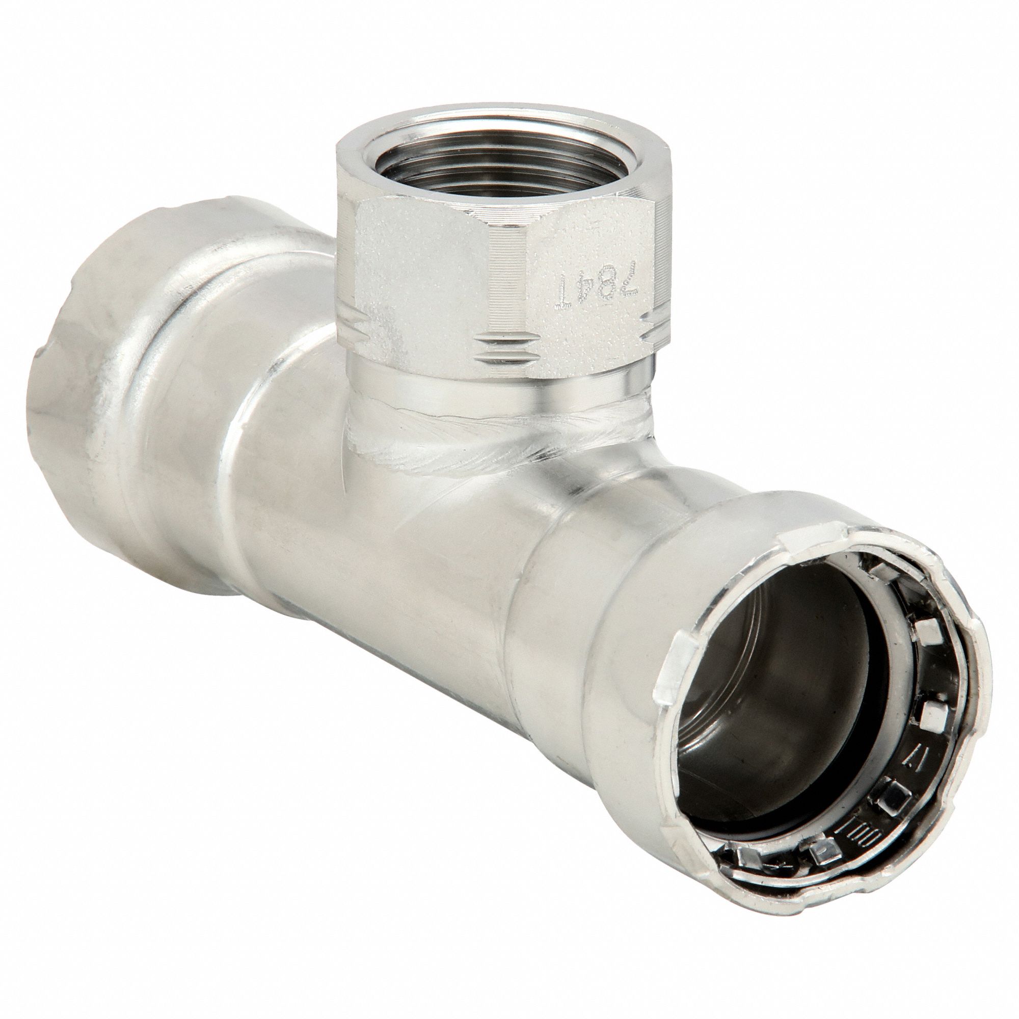 Crimp Tee Fitting: 3/4 in Pipe x 3/4 in Pipe x 3/4 in Pipe Size, EPDM