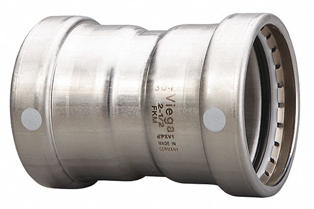 Crimp Coupling Fitting: 4 in CTS x 4 in CTS Size, Straight, Press-fit x Press-fit