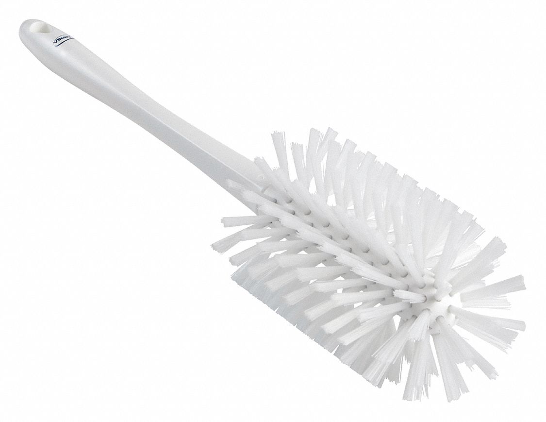 VIKAN 16 29/32 inL Polyester Long Handle Bottle Brush, White 53UC76