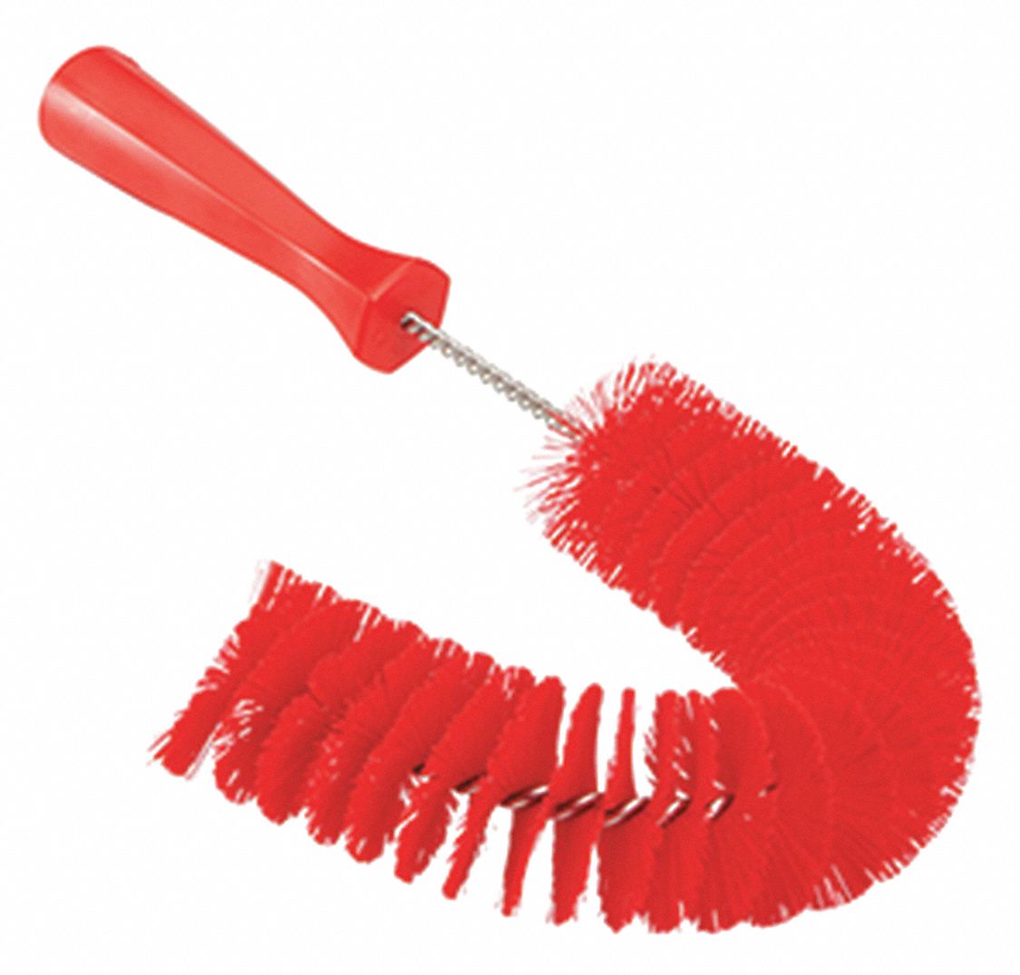 HOOK BRUSH, POLYESTER BRISTLE, RED, 2.17 IN BRUSH DIAMETER, 15½ IN BRUSH L, POLYPROPYLENE