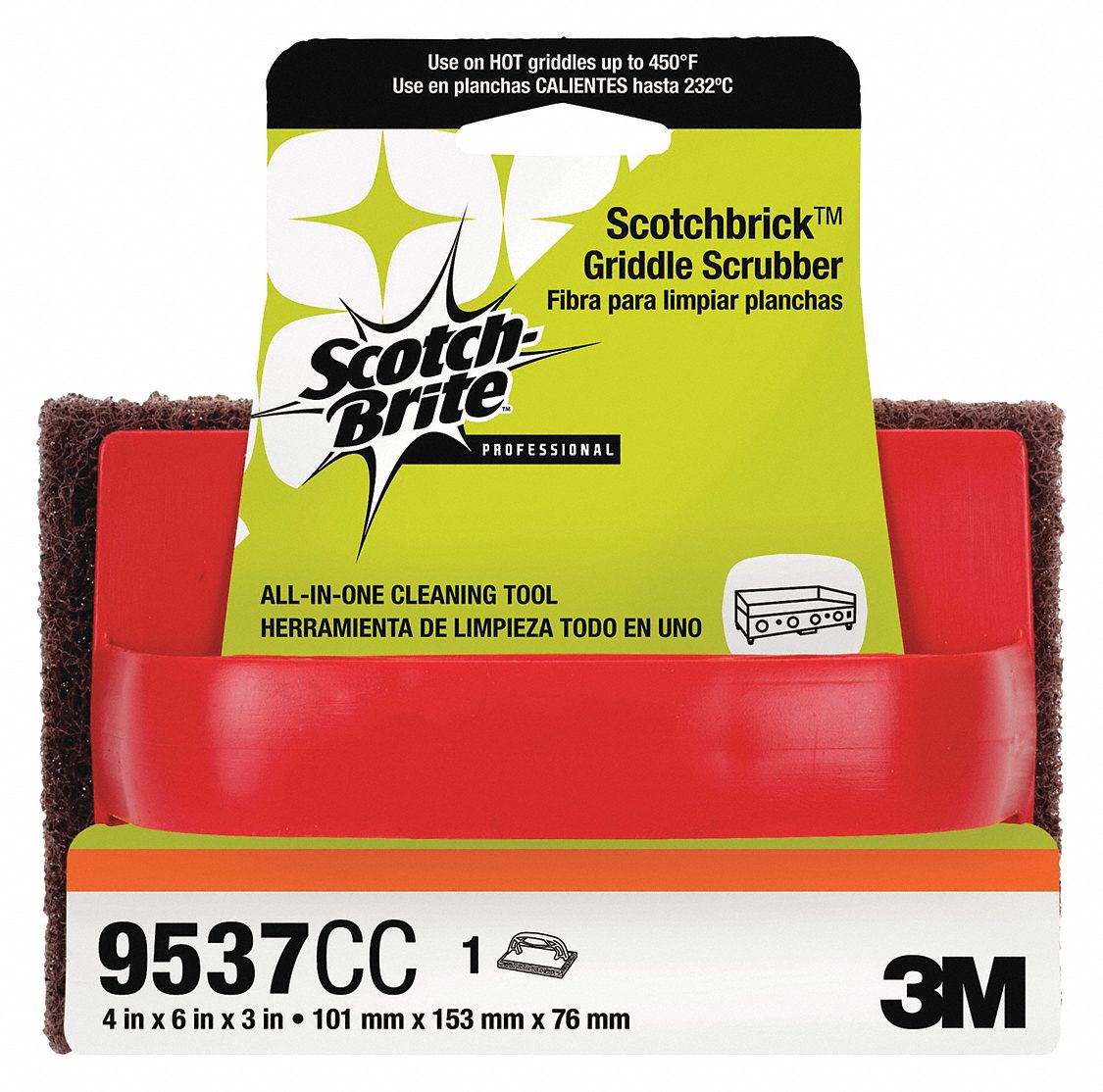 SCRUBBER SPONGE,6 IN L,RED,PK4