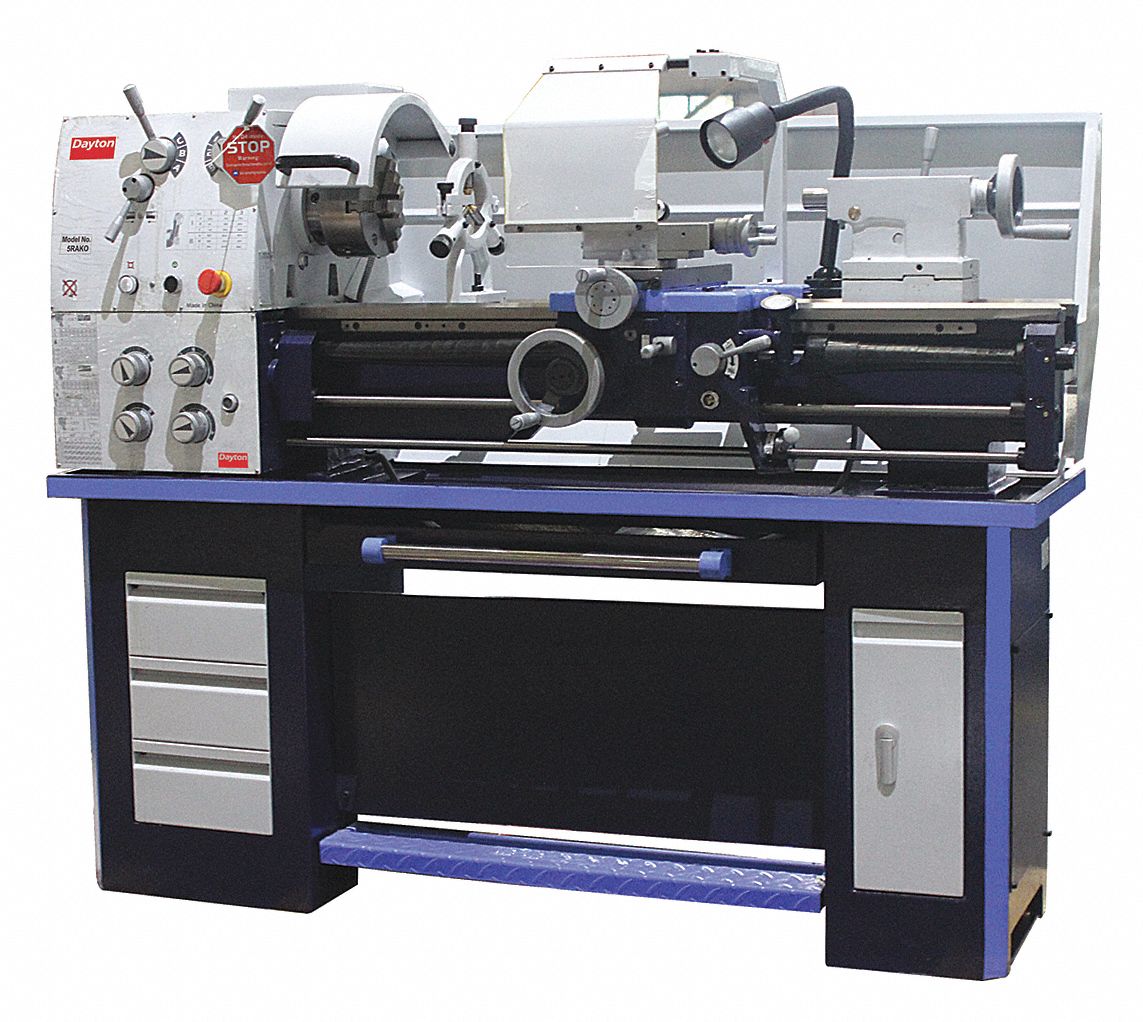 DAYTON Lathe, Distance Between Centers 36 in, Voltage 115/230V AC, 2 hp