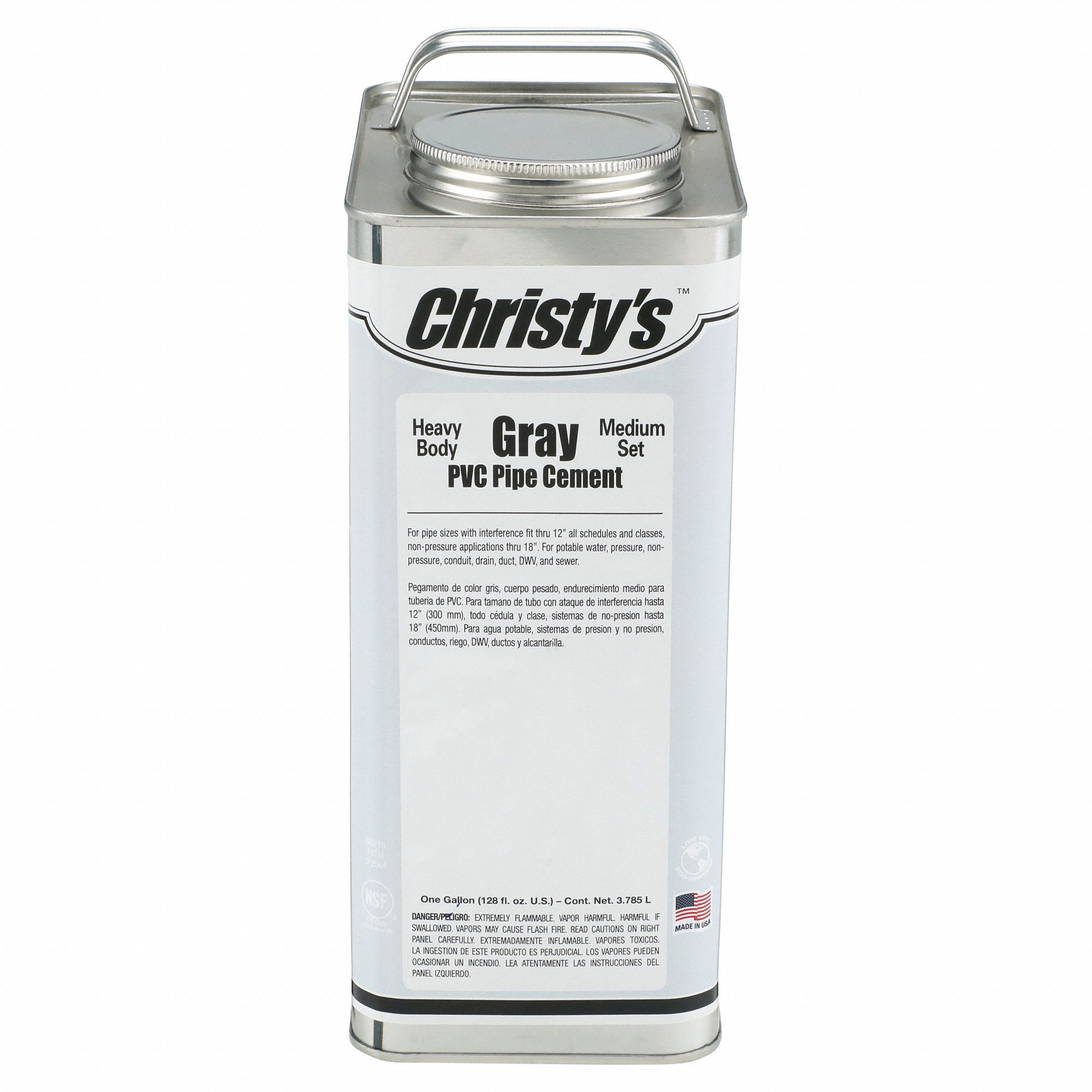 CHRISTY'S, PVC Cement, 1 gal, Pipe Cement 53UH37RHBGLVGL6 Grainger