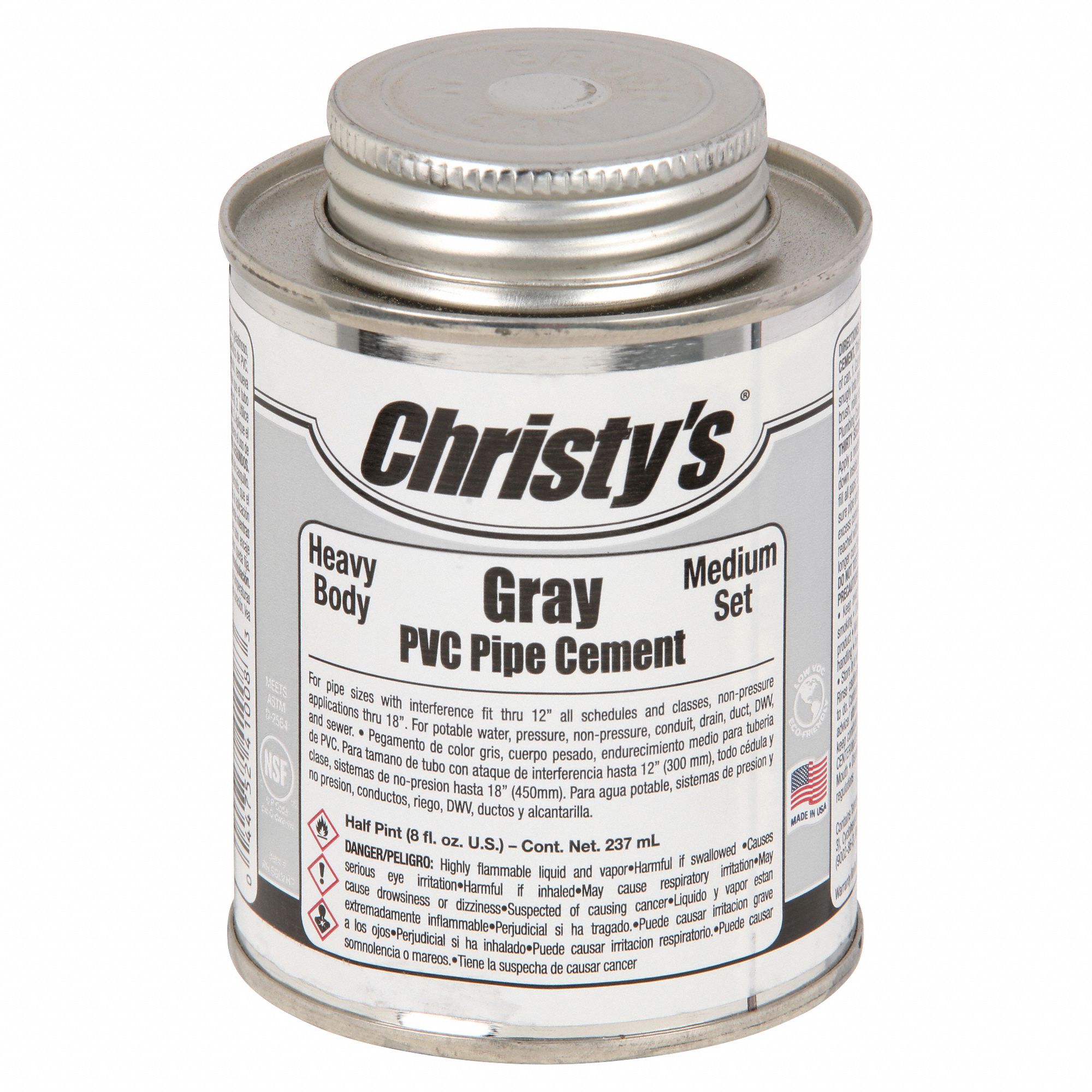 CHRISTY'S, PVC Cement, 8 fl oz, Pipe Cement 53UH38RHBGLVHP24