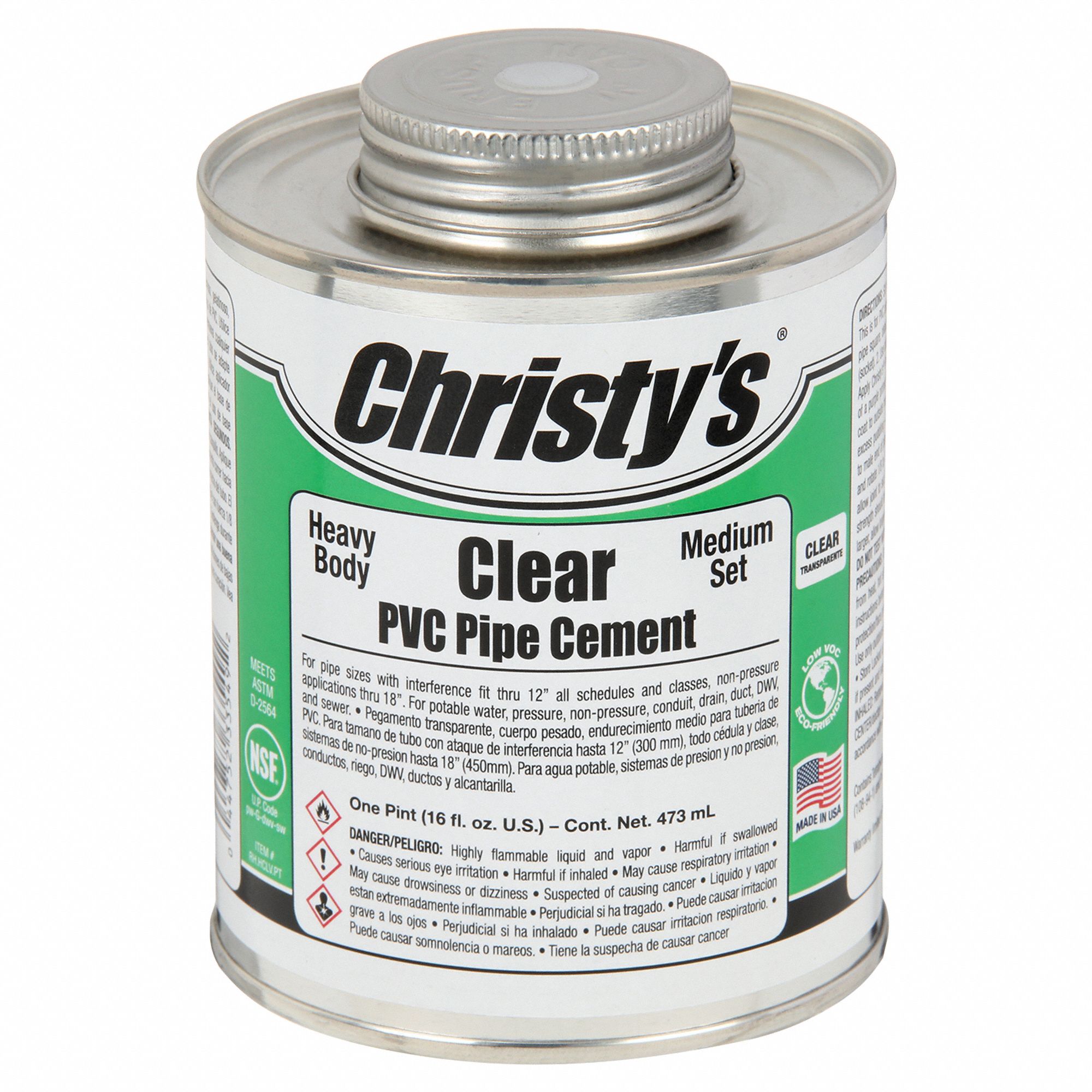 CHRISTY'S, PVC Cement, 16 fl oz, Pipe Cement 53UH47RHHCLVPT12