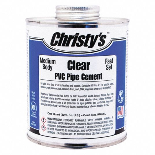 CHRISTY'S, PVC Cement, 32 fl oz, Pipe Cement 53UH50RHMCLVQT12