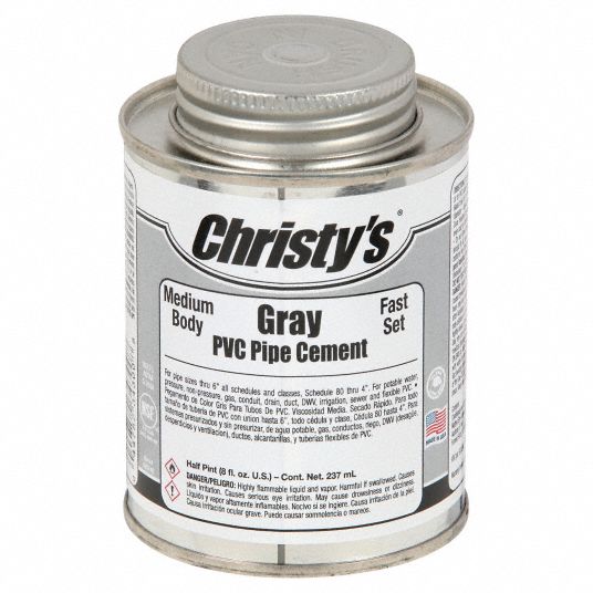 CHRISTY'S, PVC Cement, 8 fl oz, Pipe Cement 53UH51RHMGLVHP24