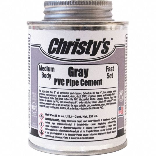 CHRISTY'S, PVC Cement, 8 fl oz, Pipe Cement 53UH51RHMGLVHP24