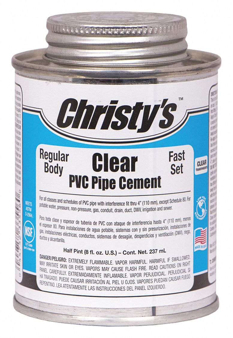 CHRISTY'S, PVC Cement, 8 fl oz, Pipe Cement 53UH64RHRCLVHP24