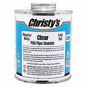 CHRISTY'S Clear Pipe Cement, Regular Bodied, Size 32 oz., For Use With
