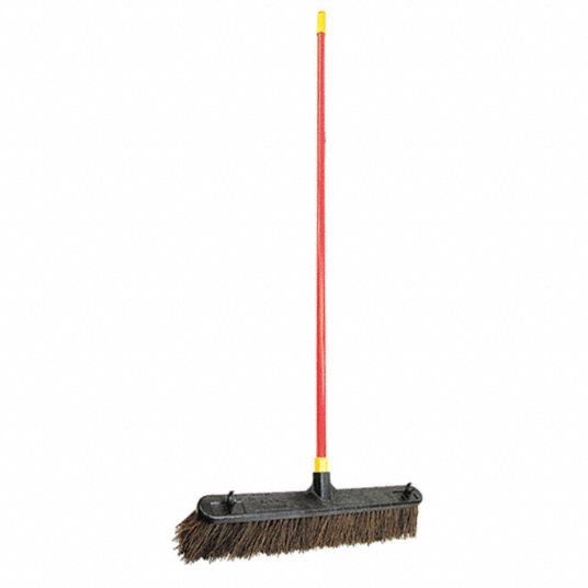 Outdoor Stiff-Bristle Poly Push Broom, 24, Red, Each