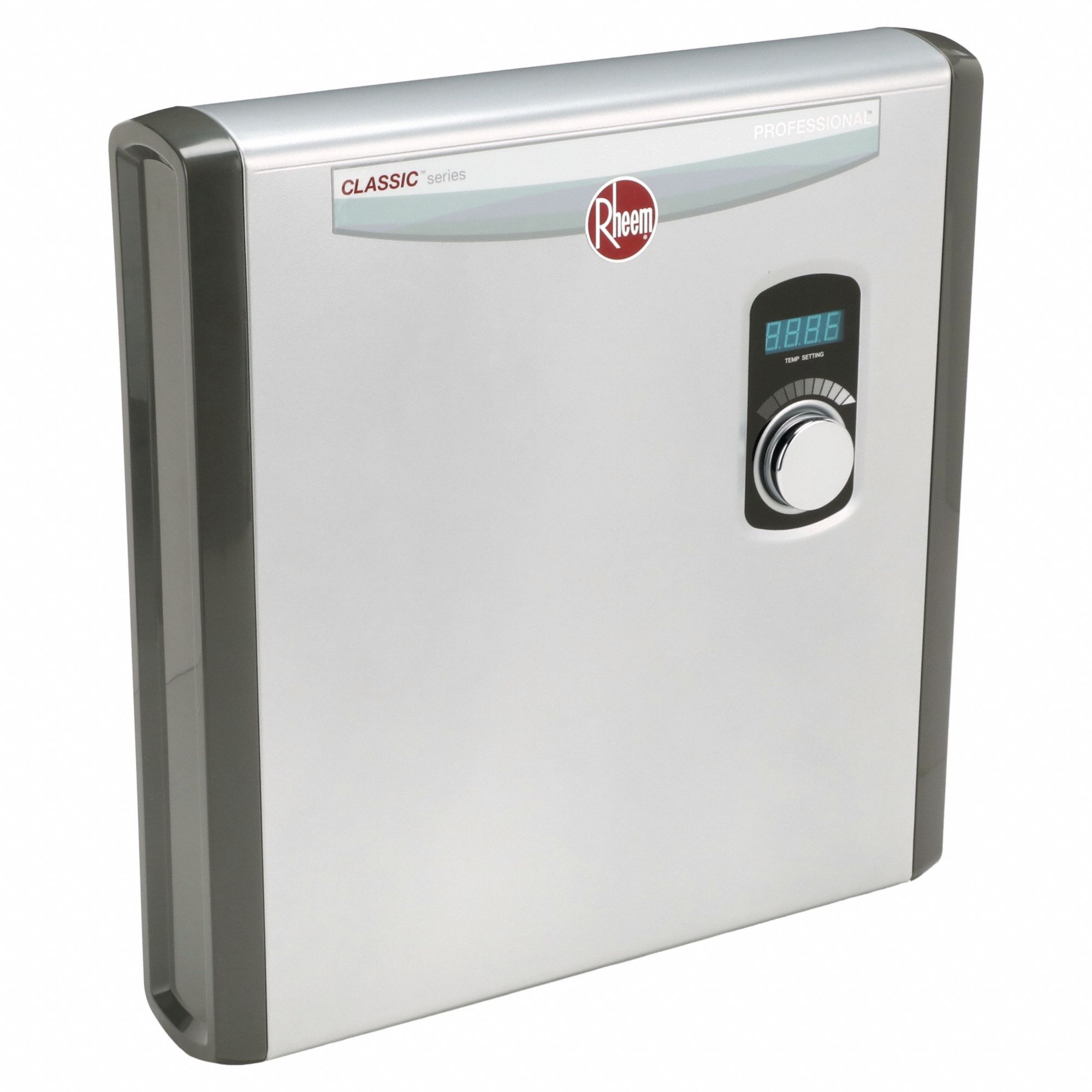 ELECTRIC TANKLESS WATER HEATER: INDOOR, 27,000 W, 7 GPM MAX. FLOW RATE, 18.25 IN H