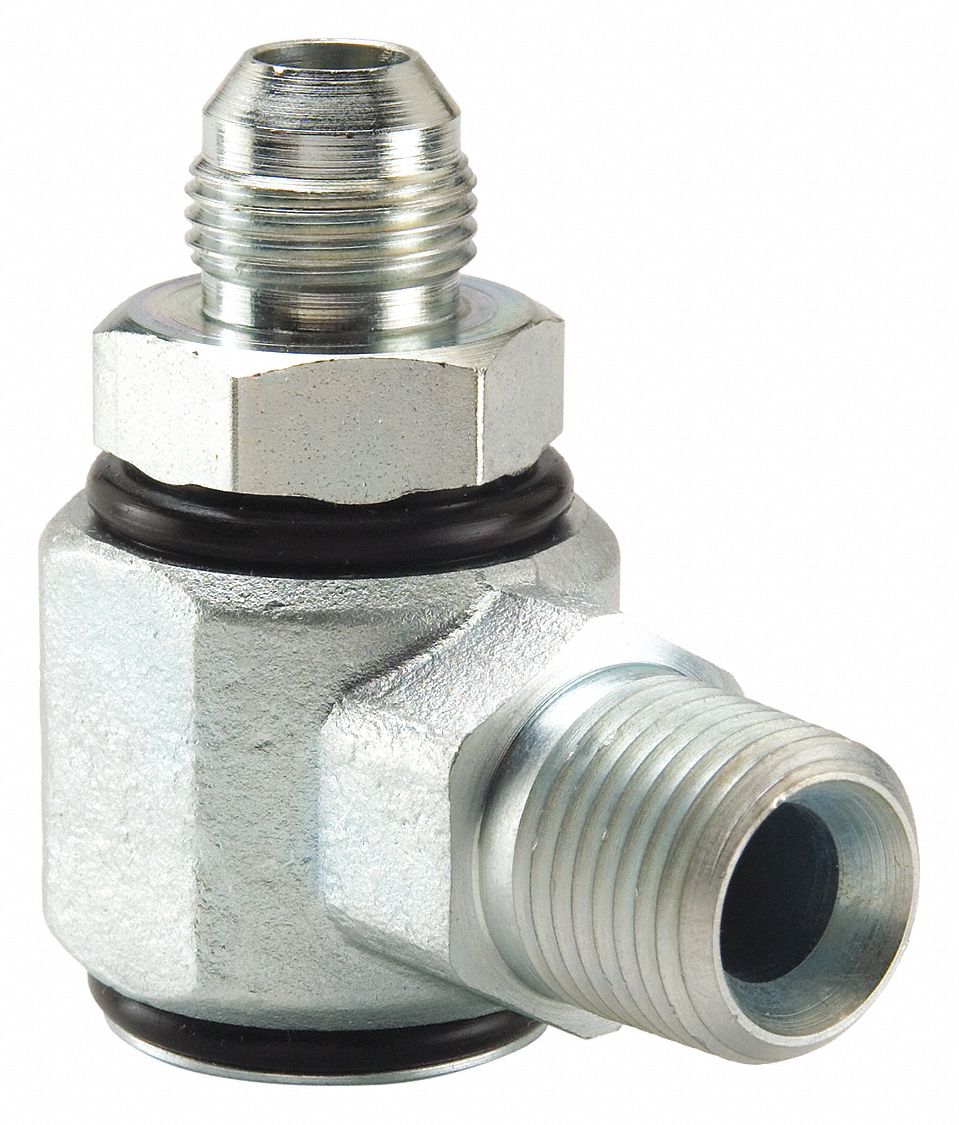 PARKER Hydraulic Swivel Fitting, 3/4"-16, Male JIC, 1/2"-14, Male NPTF