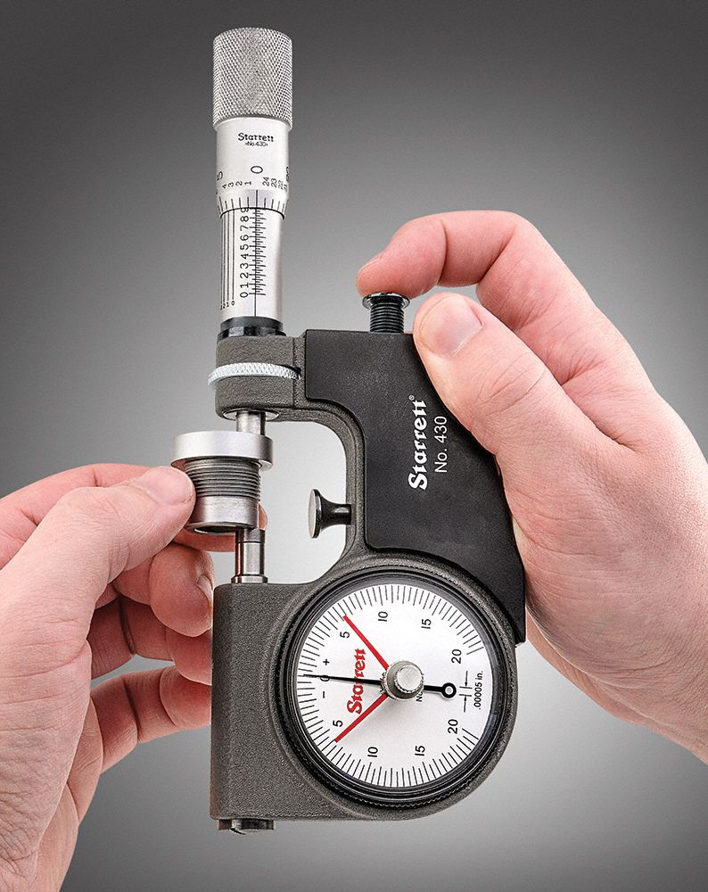 STARRETT Dial Indicating Outside Micrometer Inch, 0 in to 1 in Range