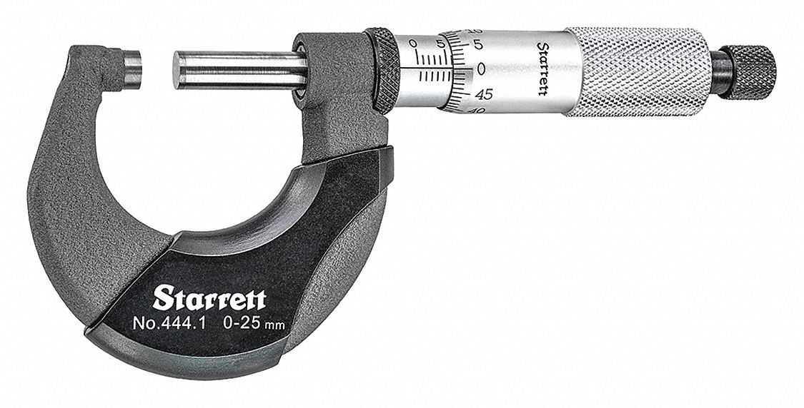 Mechanical Outside Micrometer: 0 mm to 25 mm, Metric, +/-0.002 mm Accuracy