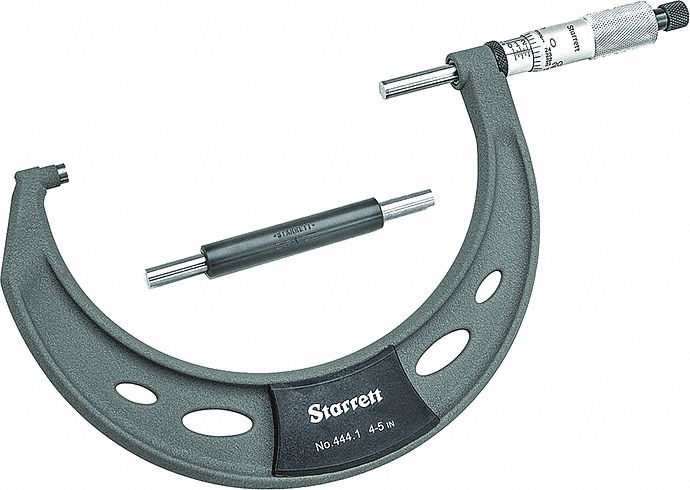 MICROMÈTRE EXTÉRIEUR MÉCANIQUE, PO, GAMME DE 4 À 5 PO, PRÉCISION +/- 0,001, PLAT
