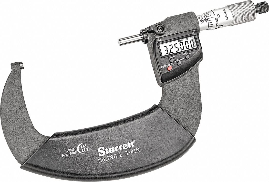 STARRETT, 3 in to 4 in/75 to 100 mm Range, IP67, IP67 Digital Outside