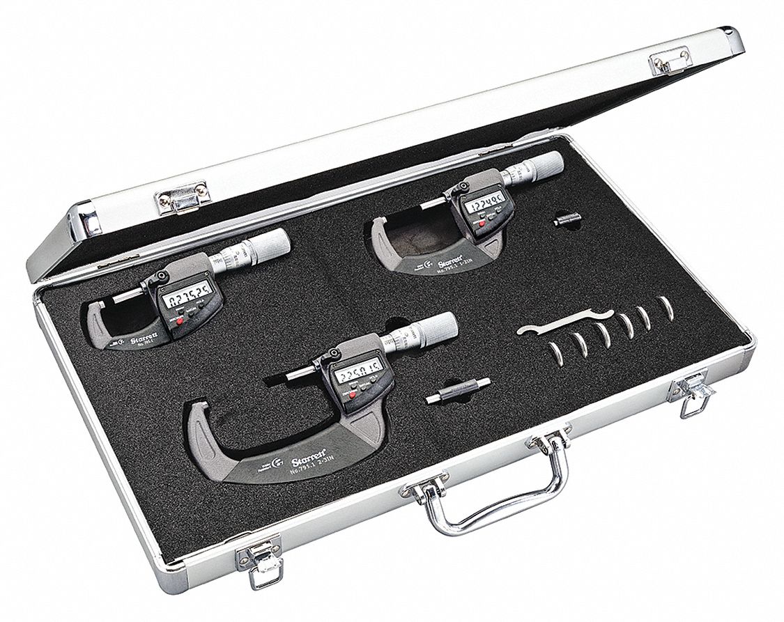 STARRETT, 0 in to 3 in Range, +/0.0001 in Accuracy, Digital Outside