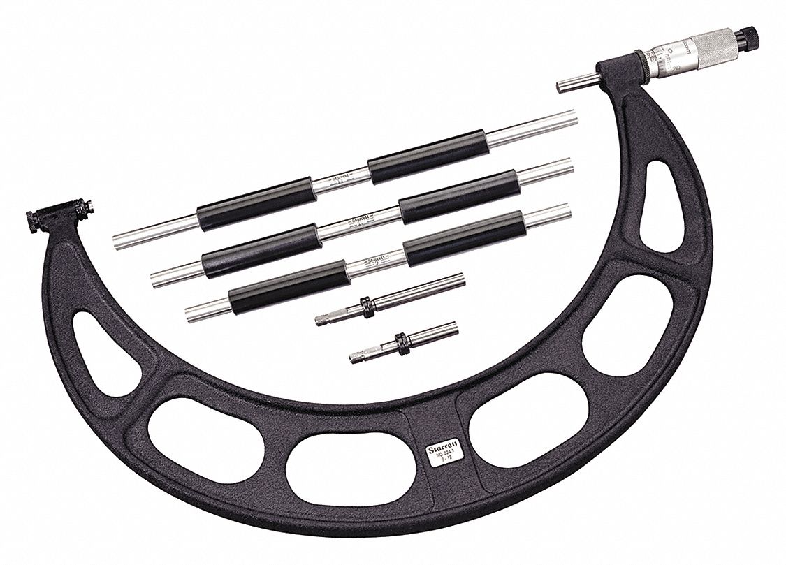 Mechanical Interchangeable-Anvil Outside Micrometer: 9 in to 12 in, Mechanical