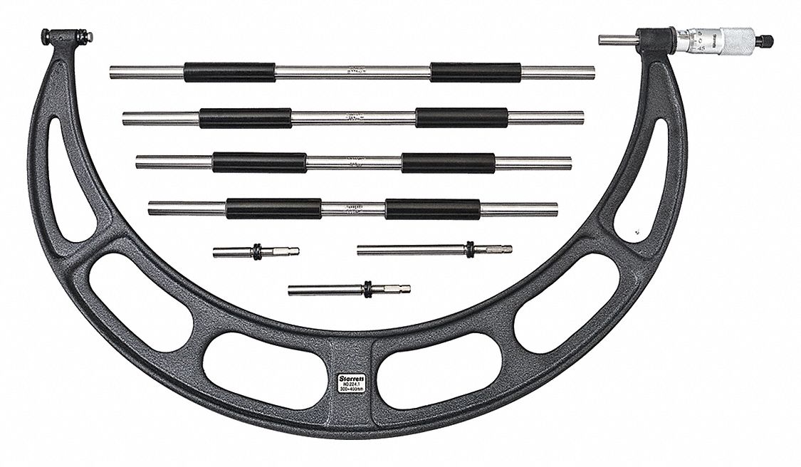 Mechanical Interchangeable-Anvil Outside Micrometer: 300 mm to 400 mm, Mechanical