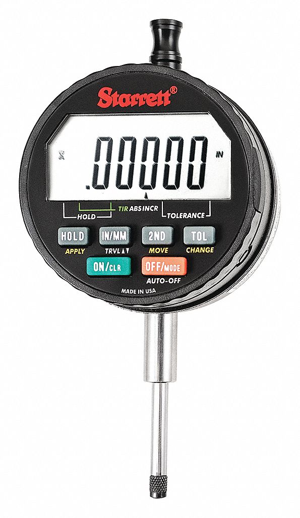 Digital Indicator: 0 in to 1 in /0 mm to 25 mm, Inch/Metric, +/- 0.0001 in Accuracy, IP54