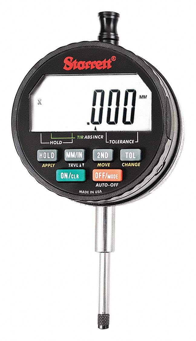 Digital Indicator: 0 in to 1 in /0 mm to 25 mm, Inch/Metric, +/- 0.0001 in Accuracy, IP54