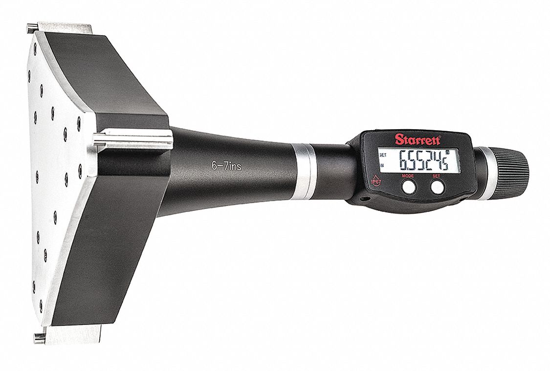 STARRETT, 150 mm to 175 mm/6 in to 7 in Range, IP65, Digital 3Point