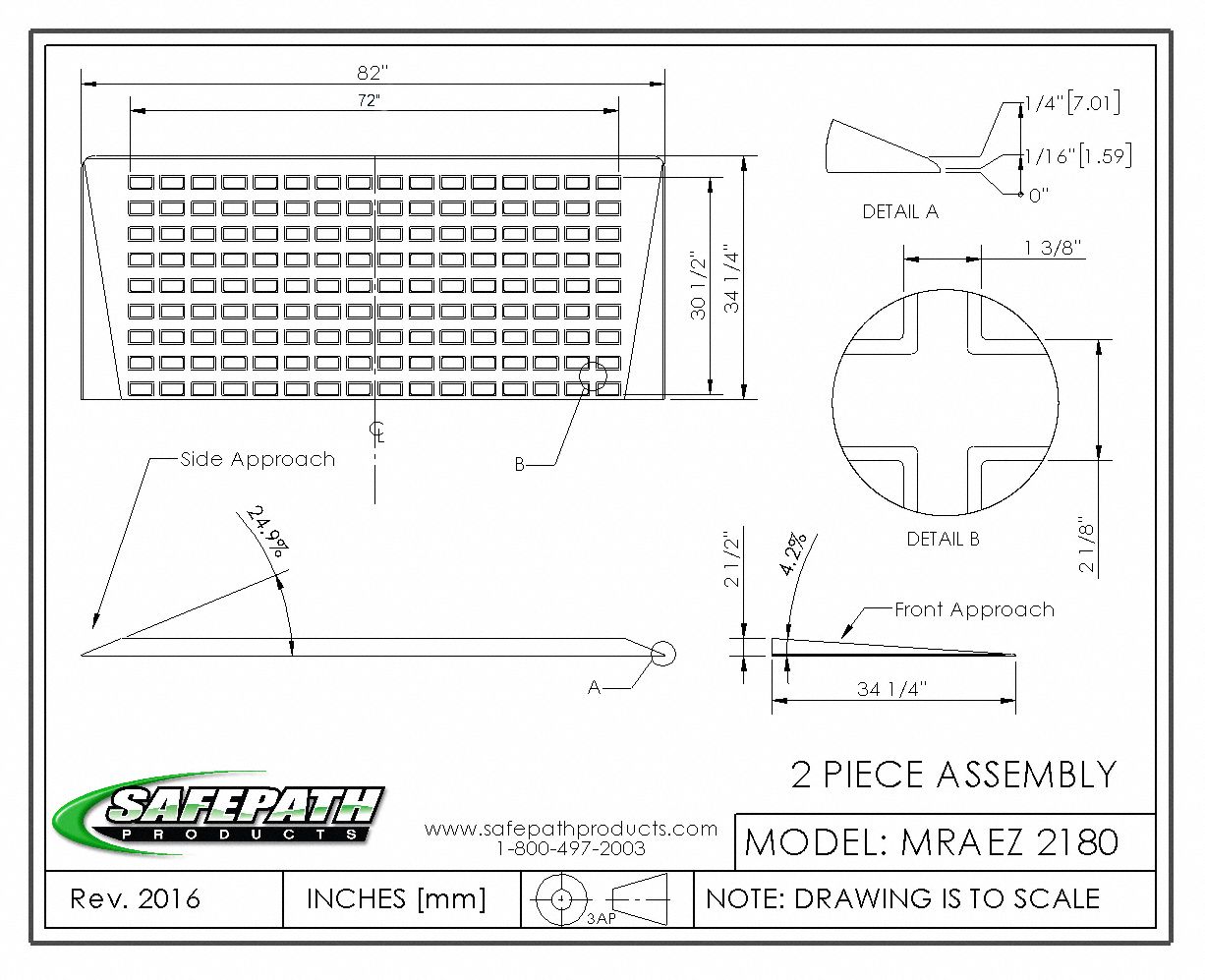 EZ EDGE ADA Compliant Ramp: Thresholds, Matte, 34 1/4 in Wd, 82 in Lg ...