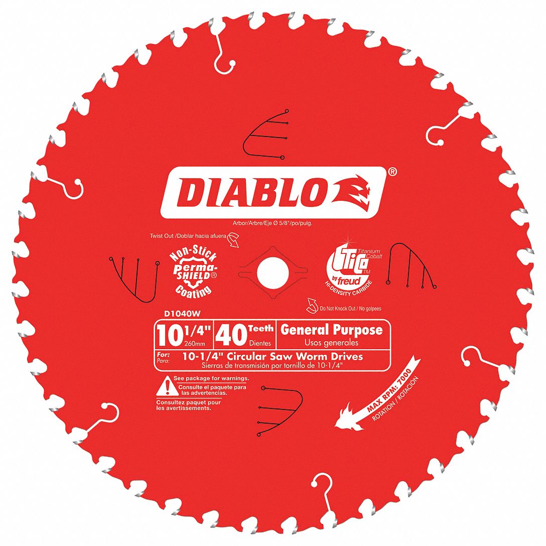 CIRCULAR SAW BLADE, CARBIDE, 10¼ IN, 40 TEETH, ⅝ IN ARBOUR, 7000 RPM, FOR MITRE/TABLE SAWS