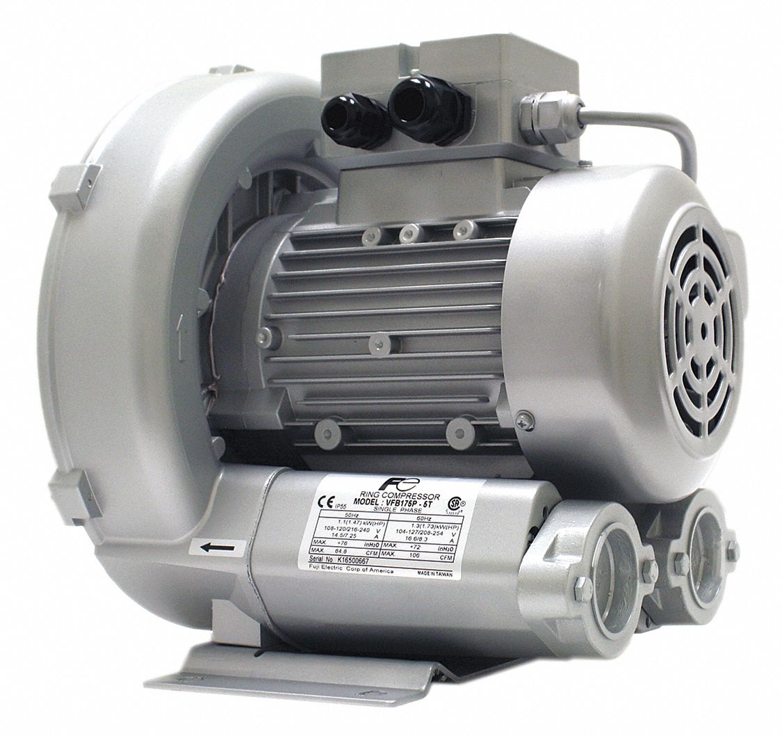 FUJI ELECTRIC Regenerative Blower: 1.75 hp, 71.8 in wc Max Op Pressure, 68  in wc Max Vacuum