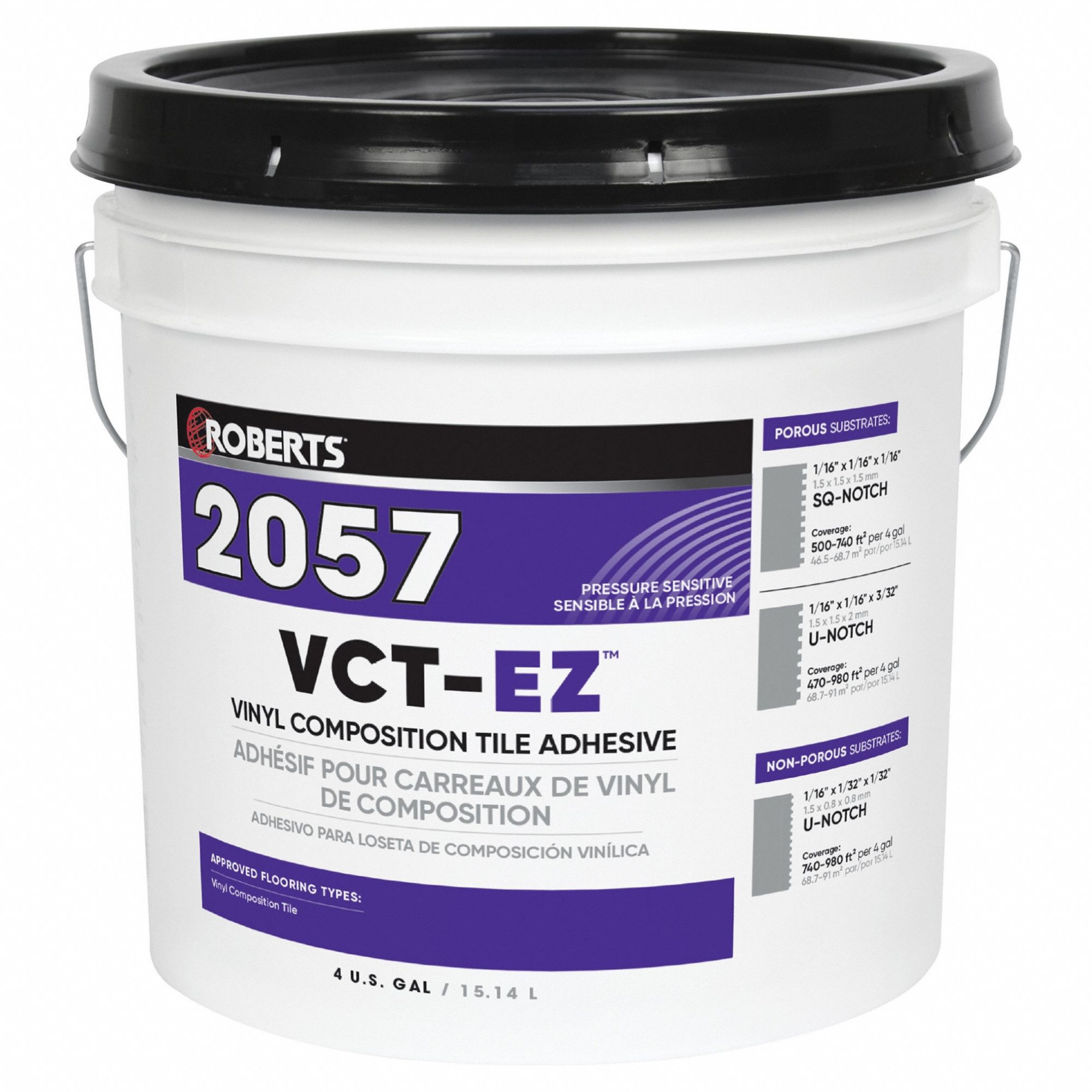 ROBERTS, 2057, 4 gal, Construction Adhesive 53WC3020574 Grainger