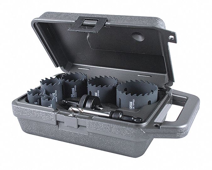 MORSE, 8 Pieces, 7/8 in to 2 1/2 in Saw Size Range, Hole Saw Kit