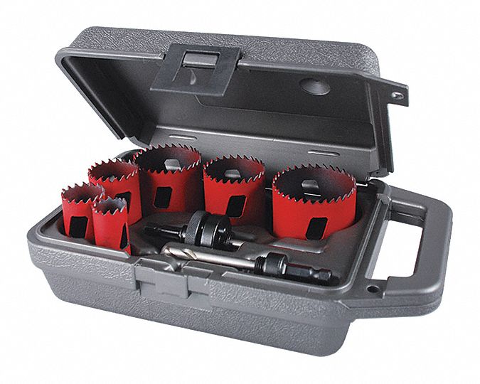 HOLE SAW KIT, 8 PIECES, ⅞ IN TO 2½ IN SAW SIZE RANGE, 1⅞ IN MAX CUTTING DEPTH